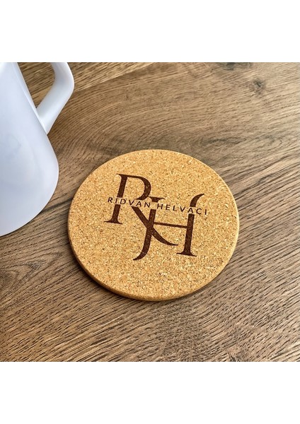 Kişiye Özel Baskılı Mantar Bardak Altlığı Ad Soyad - Istenilen Isim Yazılır (1 Adet)