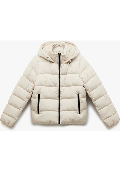 Kapüşonlu Uzun Kollu Içi Suni Kürklü Fermuarlı Cepli Şişme Mont fırsatları