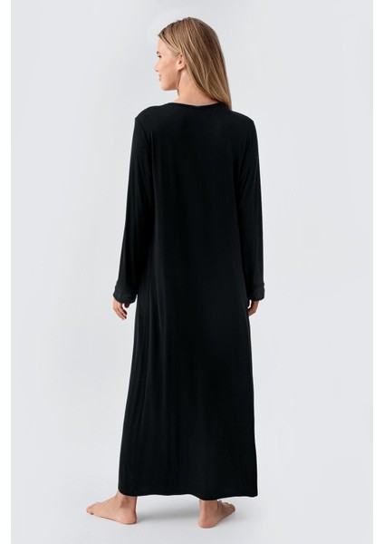 Uzun Kollu Düğmeli Esnek Viskoz Gecelik 18104 modelleri