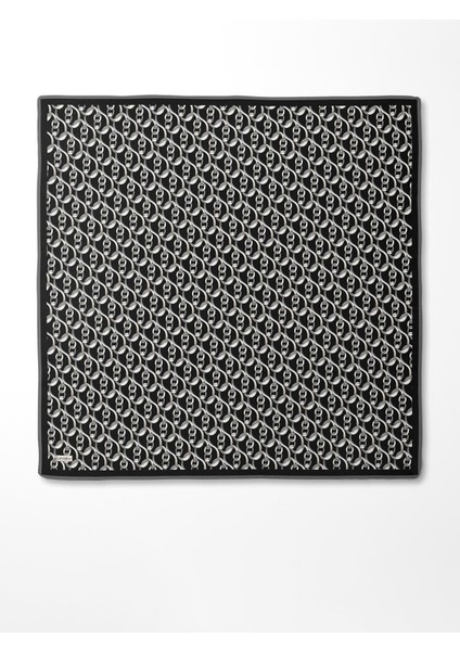 Siyah-Gri Zincirli Desenli Twill İpek Eşarp modelleri