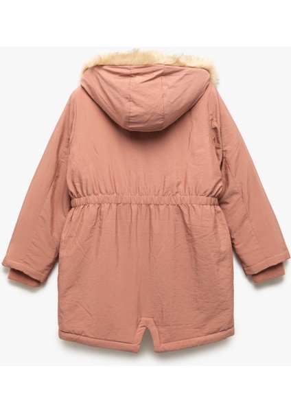 Peluş Detaylı Uzun Kollu Cepli Kapşonlu Mont fiyatları