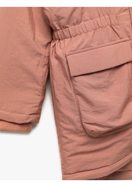 Peluş Detaylı Uzun Kollu Cepli Kapşonlu Mont modelleri