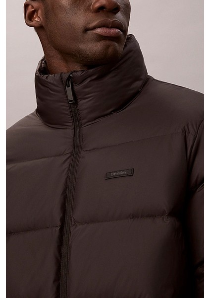 Erkek Regular Fit Dik Yaka Aplike Logolu Şişme Mont - Siyah indirimleri