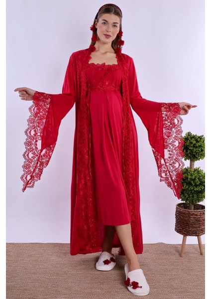 Vişne Dantelli Hamile Lohusa Set