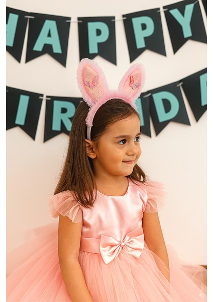 Tavşan Kulaklı Taç Parti Kostüm Aksesuarı Pembe Fırfırlı Taç modelleri