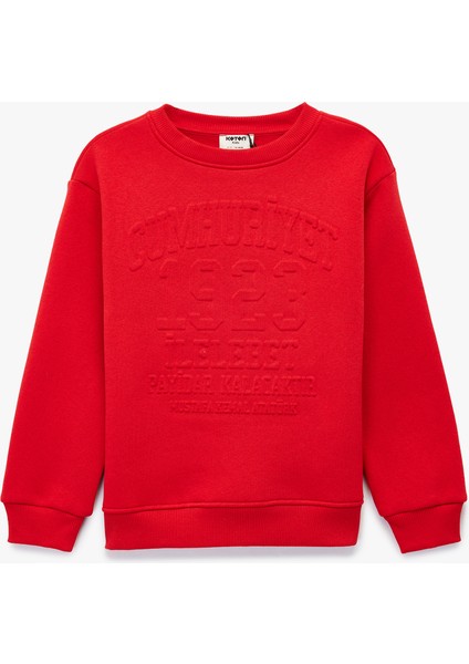 Uzun Kollu Bisiklet Yaka Cumhuriyet Baskılı Sweatshirt