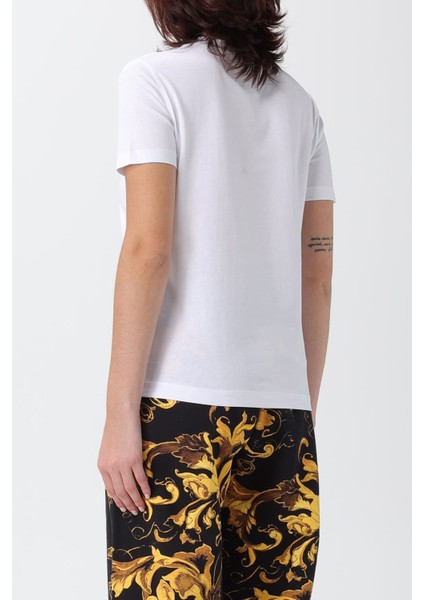 Kadın Regular Fit Yazı Logolu Bisiklet Yaka T-Shirt - Beyaz fiyatları