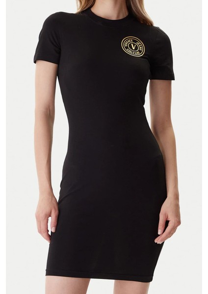 Kadın Vestiti Aplike Armalı Elbise - Siyah