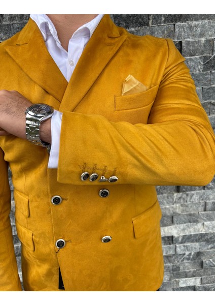 Erkek Süet Kruvaze Slim Fit Ceket modelleri