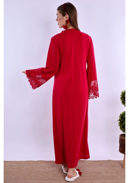 Vişne Sabahlıklı Hamile Lohusa Gecelik Takım modelleri