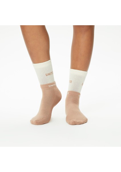 Unıted4 Unisex Kahverengi/beyaz Çorap modelleri
