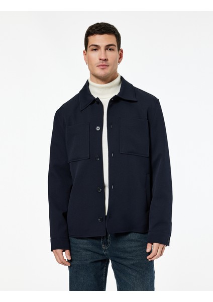 Uzun Kollu Cep Detaylı Düğmeli Gömlek Yaka Slim Fit Mevsimlik Ceket modelleri