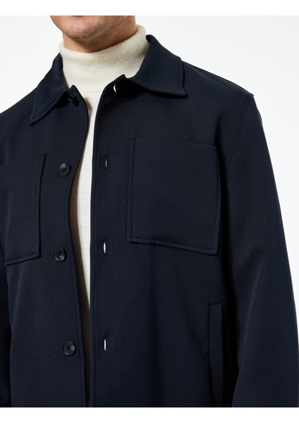 Uzun Kollu Cep Detaylı Düğmeli Gömlek Yaka Slim Fit Mevsimlik Ceket indirimleri