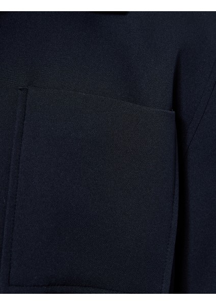 Uzun Kollu Cep Detaylı Düğmeli Gömlek Yaka Slim Fit Mevsimlik Ceket