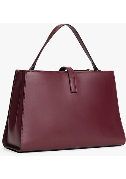 Kadın Metal Kilit Detaylı El ve Omuz Çantası - Bordo fiyatları