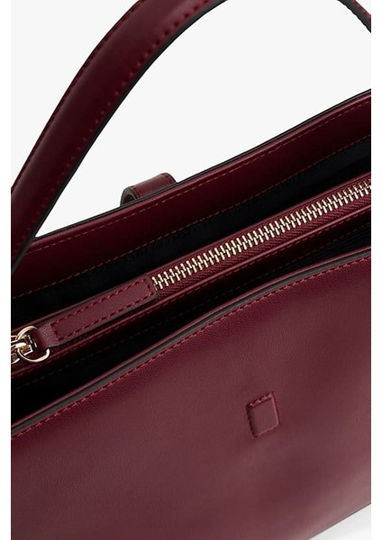 Kadın Metal Kilit Detaylı El ve Omuz Çantası - Bordo modelleri