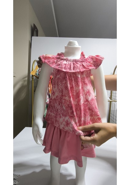 Kız Çocuk Etek-Tişört Takım, %100 Pamuk Nefes Alan, Lastikli Straplez, Tarz, Pileli fiyatları