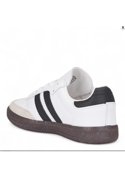 Unisex Beyaz Siyah Termo Taban Yanı Şeritli Bağcıklı Spor Ayakkabı modelleri