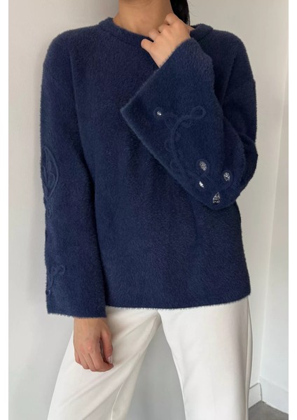 Kadın Bisiklet Yaka Kol Işlemeli Triko Kazak (S-M-L-Xl Beden Uyumludur.) P-00018913