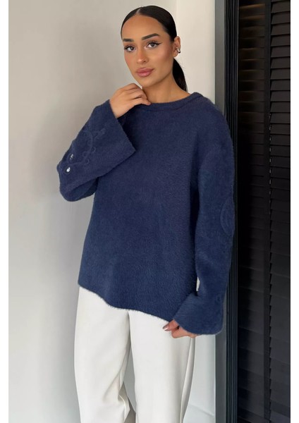 Kadın Bisiklet Yaka Kol Işlemeli Triko Kazak (S-M-L-Xl Beden Uyumludur.) P-00018913 fiyatları