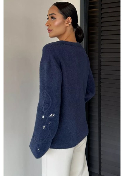 Kadın Bisiklet Yaka Kol Işlemeli Triko Kazak (S-M-L-Xl Beden Uyumludur.) P-00018913 fırsatları