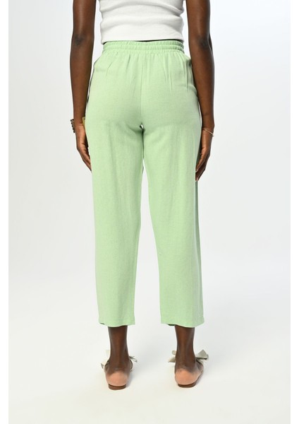 Kadın Rahat Kalıp Beli Lastikli Düz Renk Pantolon indirimleri