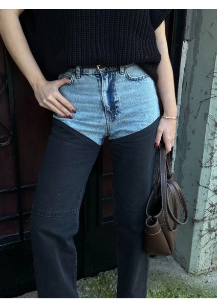 Kadın Jeans Kot Parçalı Palazzo Pantolon - Siyah fiyatları