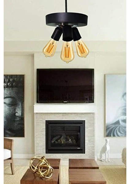 Ed Troe Retro Rustil Üçlü Avize