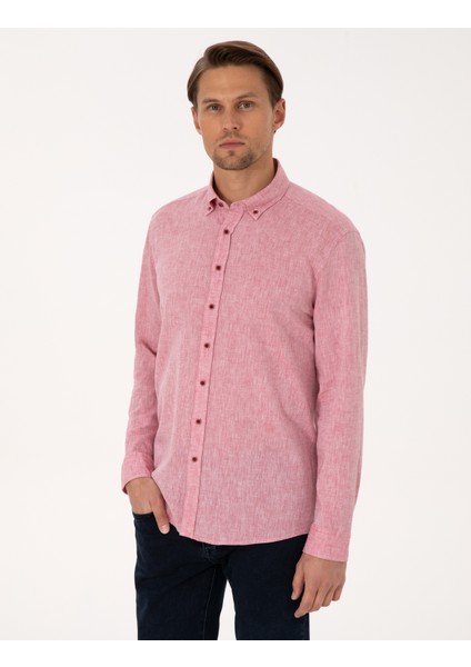 Erkek Nar Çiçeği Regular Fit Uzun Kollu Gömlek 50303245-VR239