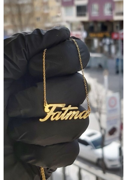 925 Ayar Gümüş 24 Ayar Altın Kaplama Isimli Kolye