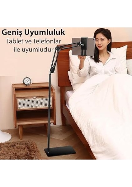 Mobile Ful Metal Teleskopik Açı ve Yükseklik Ayarlı Telefon ve Tablet Tutucu Stand, Video Izlemek Çekmek Için Stand fiyatları