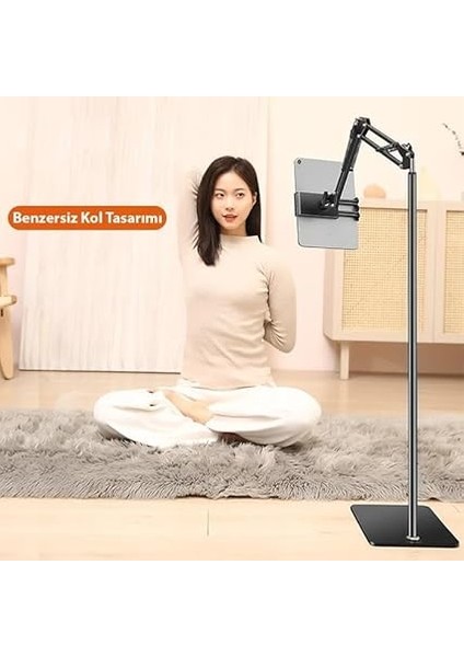 Mobile Ful Metal Teleskopik Açı ve Yükseklik Ayarlı Telefon ve Tablet Tutucu Stand, Video Izlemek Çekmek Için Stand modelleri