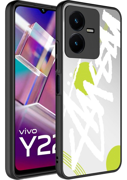 Vivo Y35 Kılıf Aynalı Desenli Kamera Korumalı Parlak Mrsa Mirror Kapak-Yazı