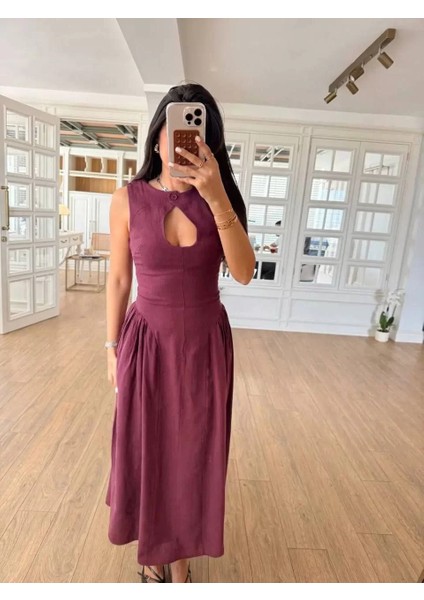 Kolsuz Uzun Kabardin Elbise - Bordo fiyatları