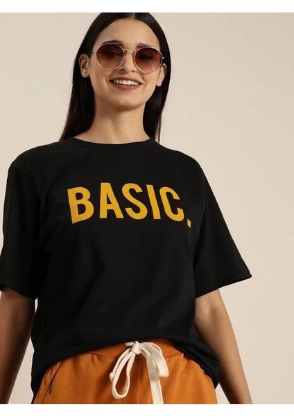 Baskılı Kadın T-Shirt - Siyah