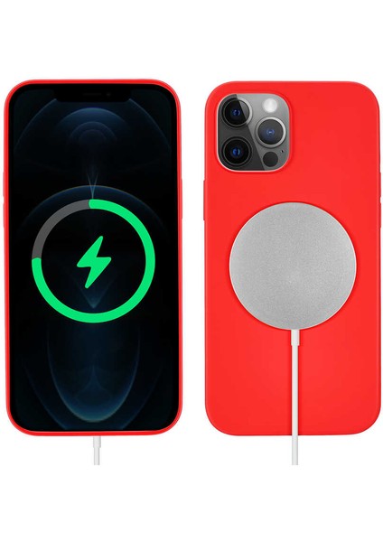 iPhone 13 Pro Kılıf Mrsa Silksafe Wireless Kapak-Kırmızı