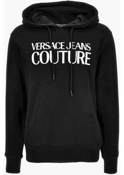 Erkek Felpe Serigrafiche Kapüşonlu Baskılı Sweatshirt - Siyah