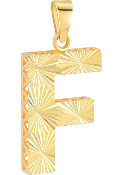 14 Ayar Altın F Harfi Kalemli Kolye Ucu