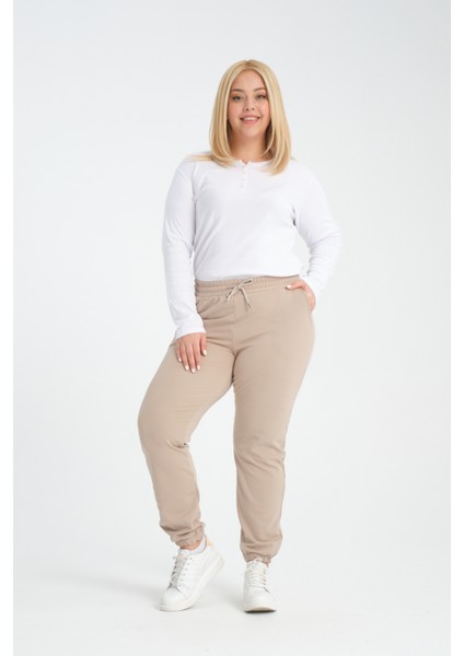 Curve Kışlık Jogger Cepli Dalgıç Kumaş Şardonlu Polar Eşofman Altı