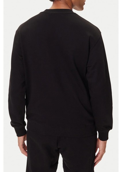 Erkek Regular Fit Altın Rengi Varak Baskı Logolu Bisiklet Yaka Sweatshirt - Siyah fiyatları