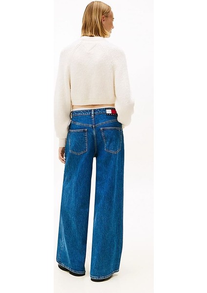 Kadın Boxy Fit Yün Karışımlı Düşük Omuzlu Crop Kazak - Kırık Beyaz modelleri