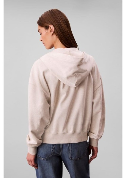 Kadın Regular Fit Fermuarlı Kapüşonlu Sweatshirt - Bej fiyatları