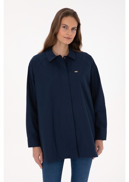 Kadın Lacivert Gömlek Desenli 50316399-VR033