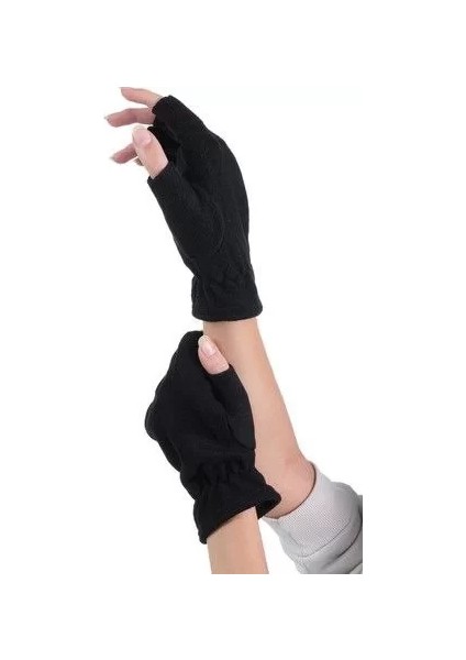 Kadın Kısa Parmaksız Triko Eldiven - Siyah