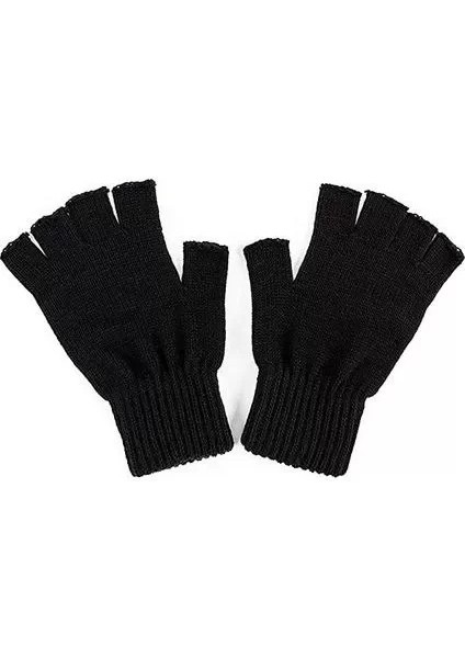 Kadın Kısa Parmaksız Triko Eldiven - Siyah fiyatları