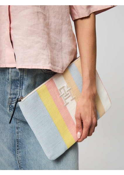 Th Beach Pouch Stripes Kadın Clutch fiyatları