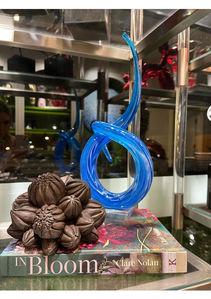 Mavi Cam Geometrik Dekoratif Obje