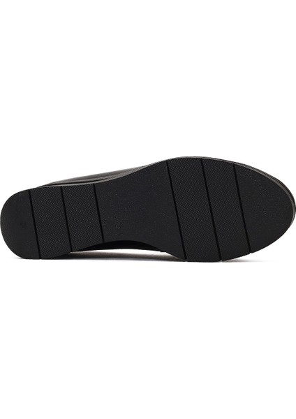 Kadın Siyah Tokalı Dolgu Topuklu Deri Comfort Loafer 25AFD154318 fırsatları