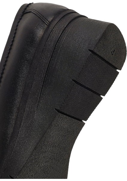 Kadın Siyah Tokalı Dolgu Topuklu Deri Comfort Loafer 25AFD154318