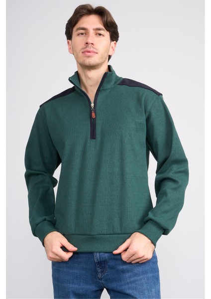 Çetinkaya Chester Polo 5281 Dik Yaka Selanik Sweatshirt Zümrüt